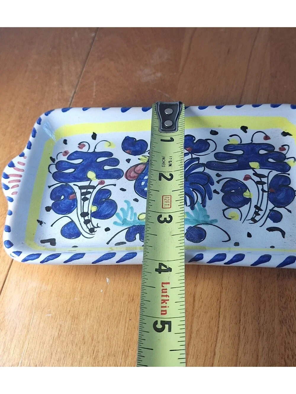 Italian Handpainted Ceramic Pottery Small Tray/Butter Deruta Rooster Made Italy